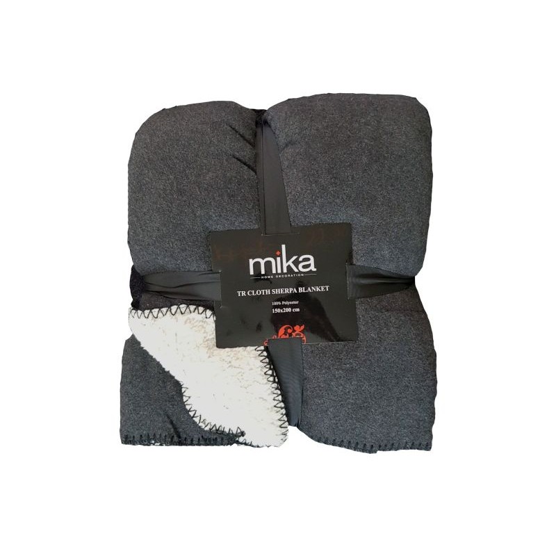 Одеяло микрофибър каре MiKa, Sherpa, Black
