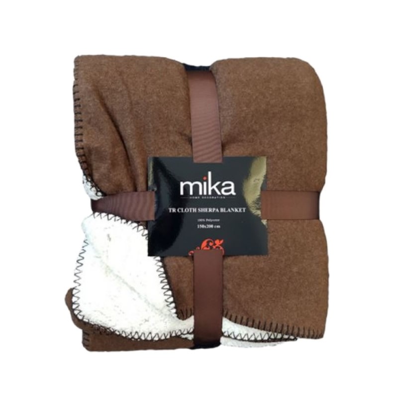 Одеяло микрофибър каре MiKa, Sherpa, Brown