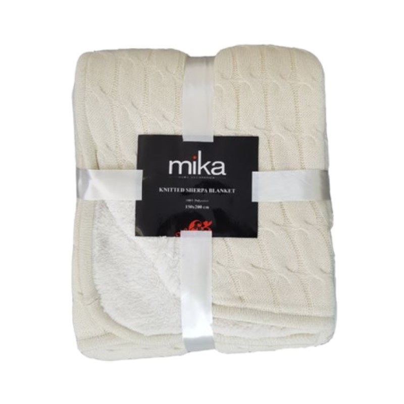 Декоративно одеяло MiKa, Braid Knitted Sherpa, Ecru