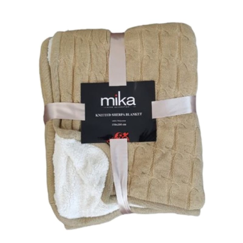 Декоративно одеяло MiKa Braid Knitted Sherpa, Beige
