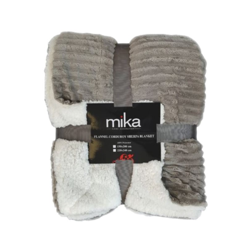 Декоративно одеяло Flannel CORDUARY Sherpa, бежаво