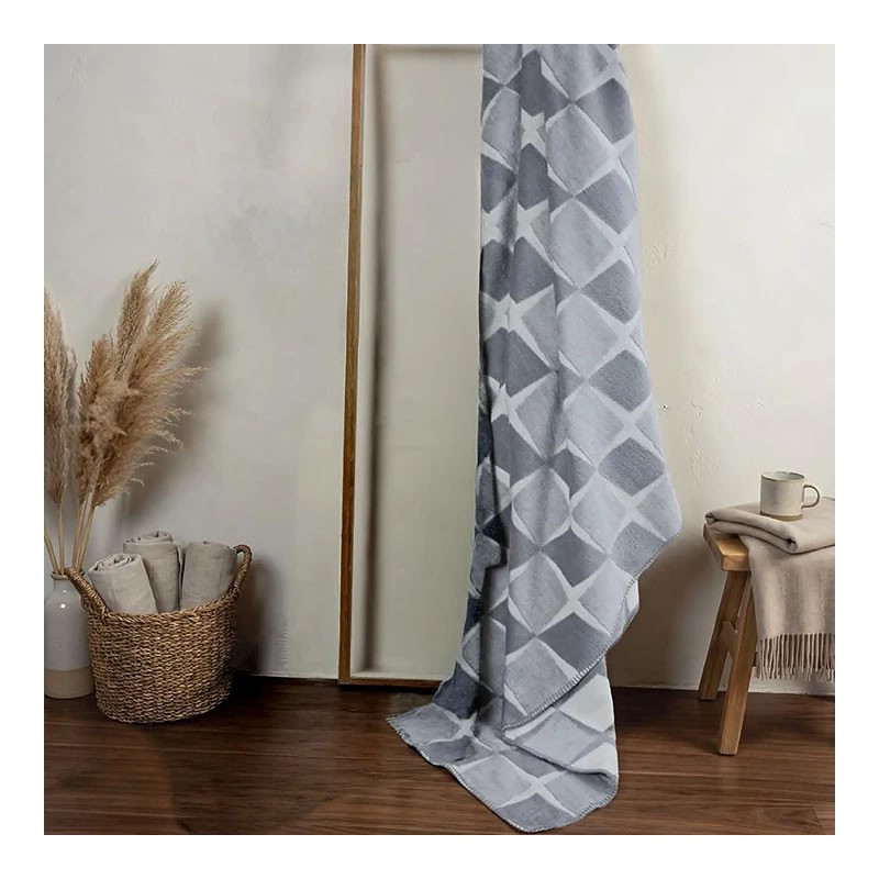 Памучно одеяло Квадрати, сиво