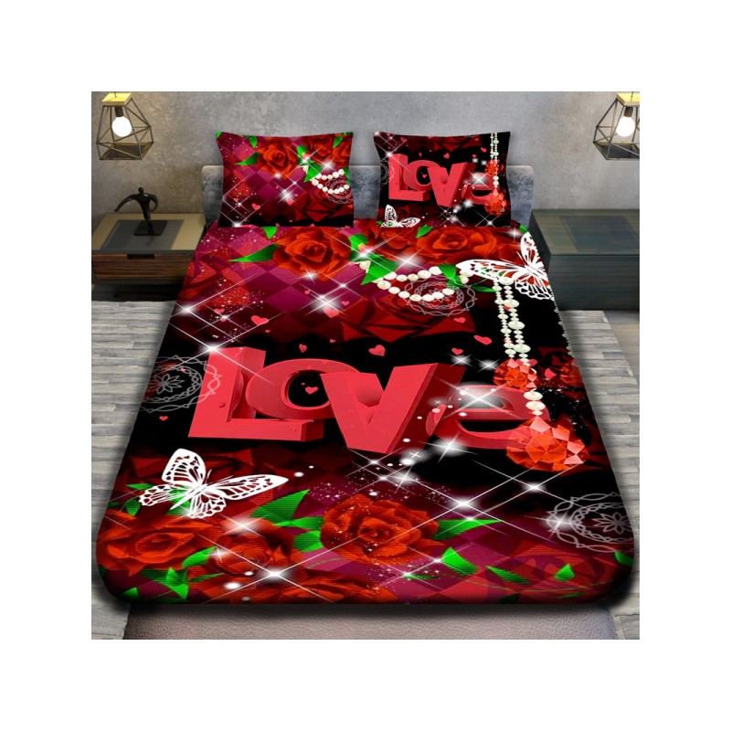 3D спално бельо Романтични, LOVE RED