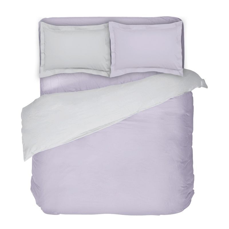 Спално бельо сатен Светло лилаво и Светло сиво