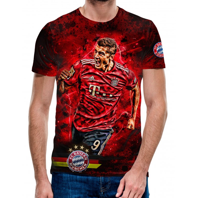3D Мъжка Фенска тениска FC Bayern Munchen