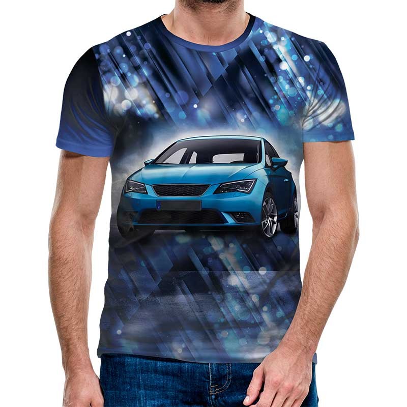 3D Мъжка тениска Car 6870 + надпис