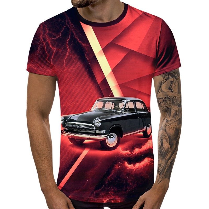 3D Мъжка тениска Car 6861 + надпис