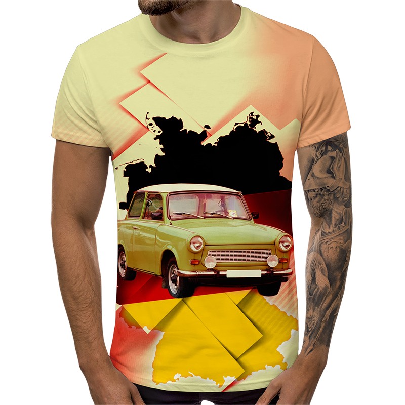 3D Мъжка тениска Car 6860 + надпис