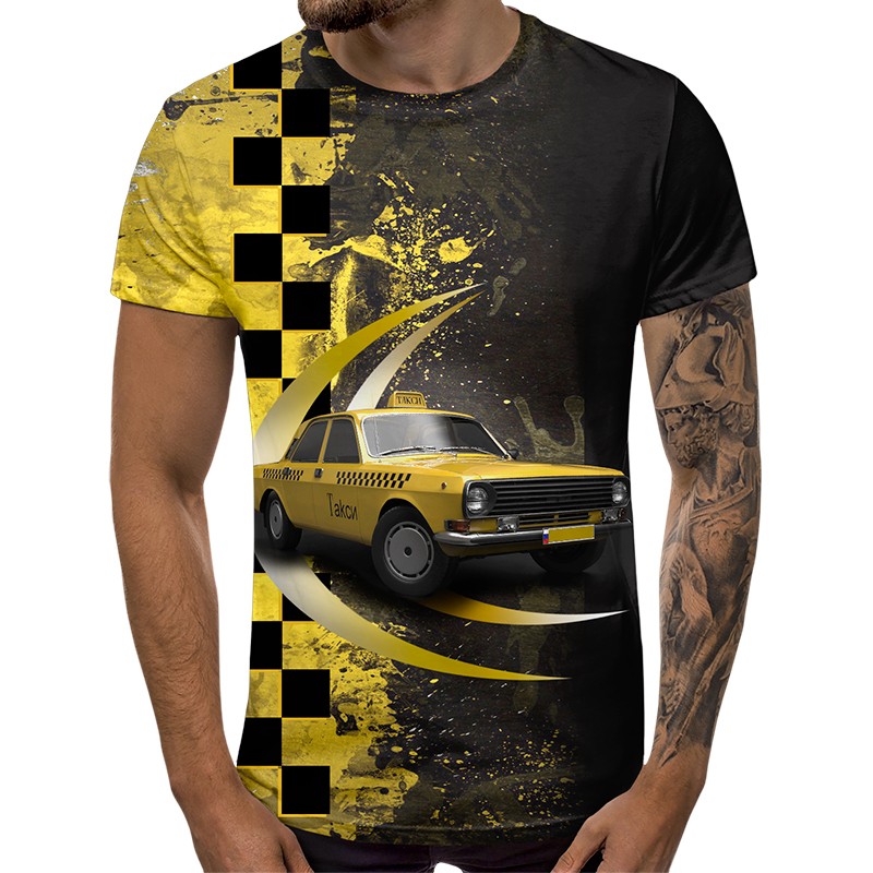 3D Мъжка тениска Car 6858 + надпис