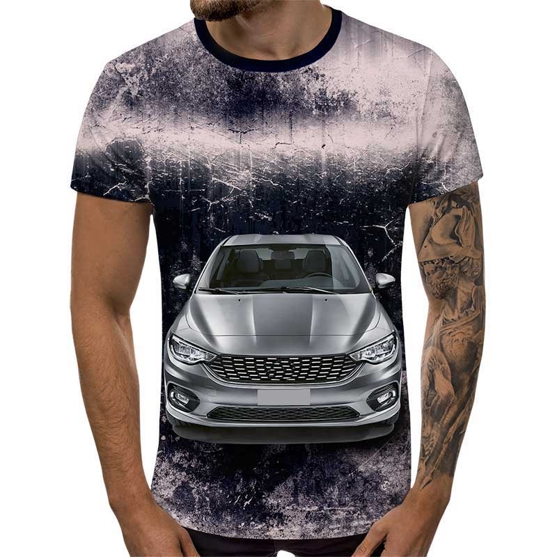 3D Мъжка тениска Car 6841 + надпис