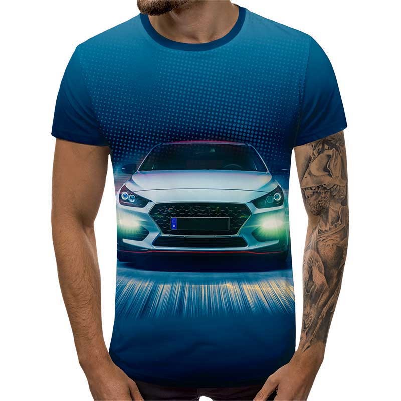3D Мъжка тениска Car 6832 + надпис