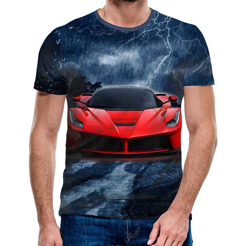 3D Мъжка тениска Car 6826 + надпис
