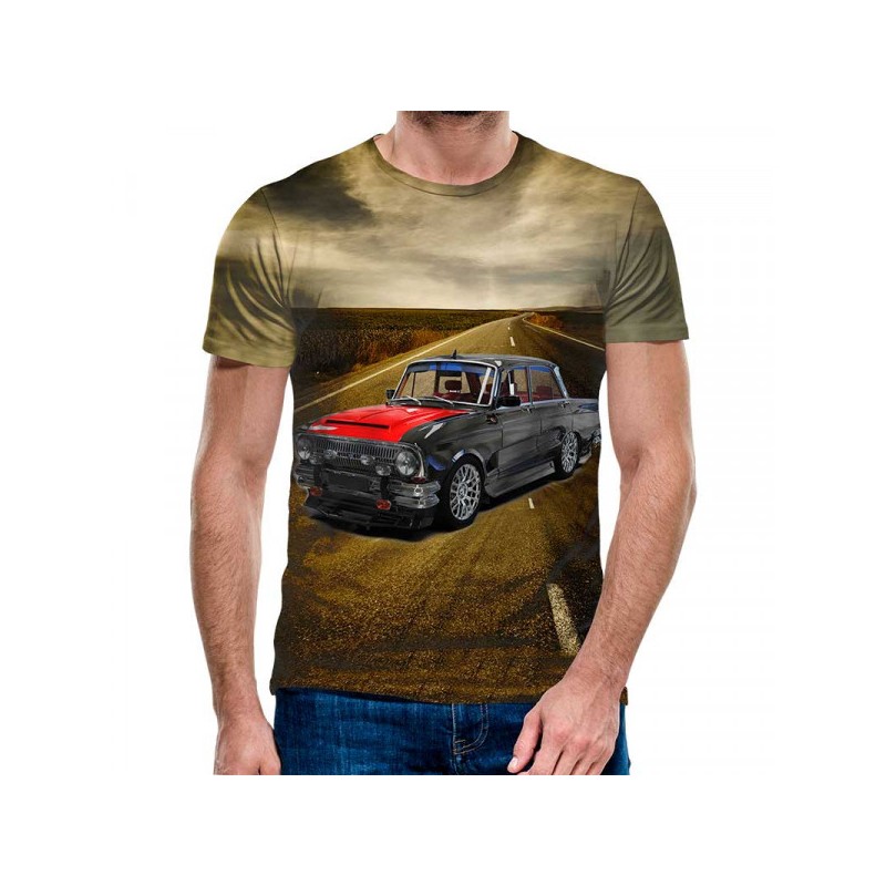 3D Мъжка тениска Car 6824 + надпис