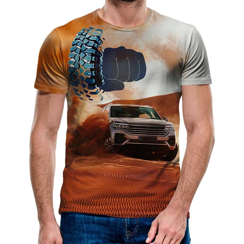 3D Мъжка тениска Car 6820 + надпис