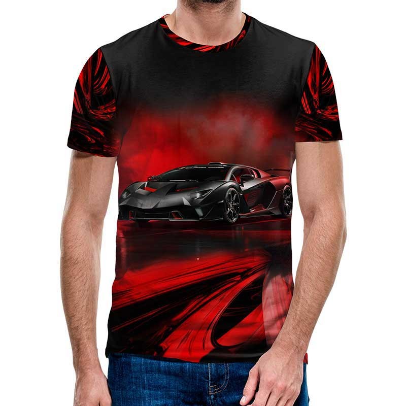 3D Мъжка тениска Car 6815 + надпис