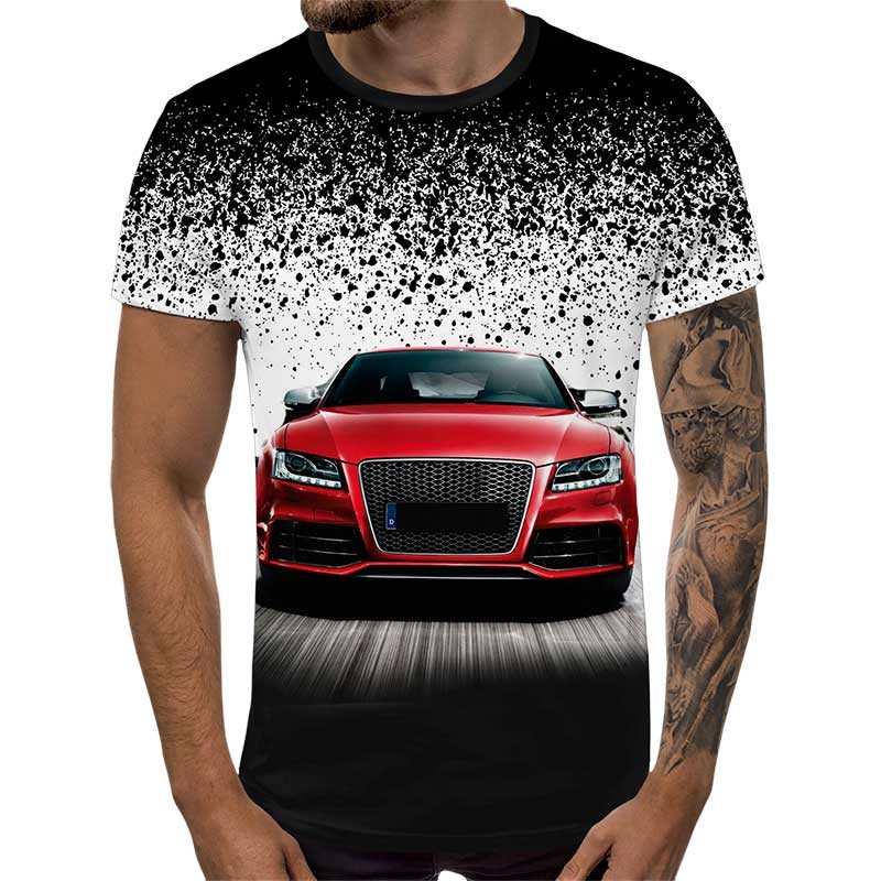 3D Мъжка тениска Car 6478 + надпис