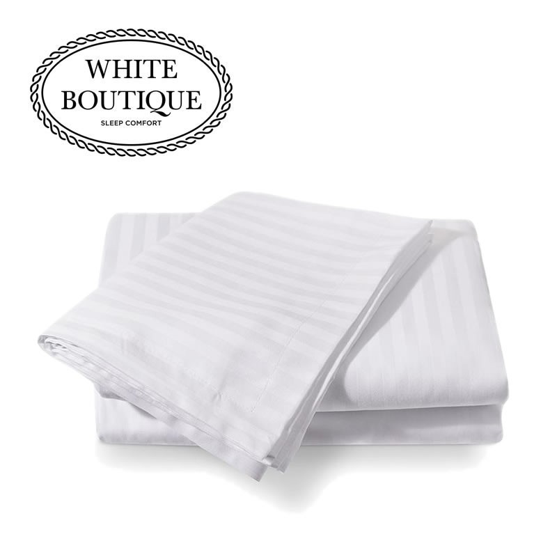 Чаршаф с ластик памучен сатен White Boutique БЯЛО РАЙЕ 27см.