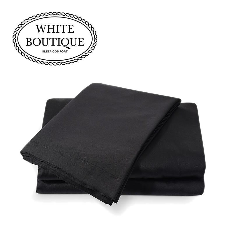 Чаршаф с ластик памучен сатен White Boutique Черно 27см.