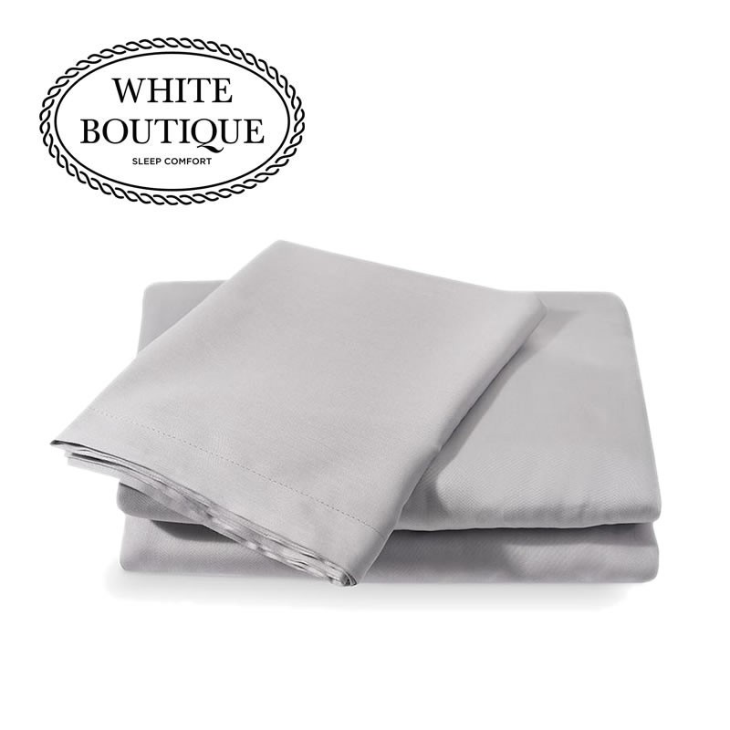 Чаршаф с ластик памучен сатен White Boutique Сив 37см.