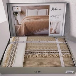 Спално бельо памук в комплект с ковертюра, MELANIE ,латте